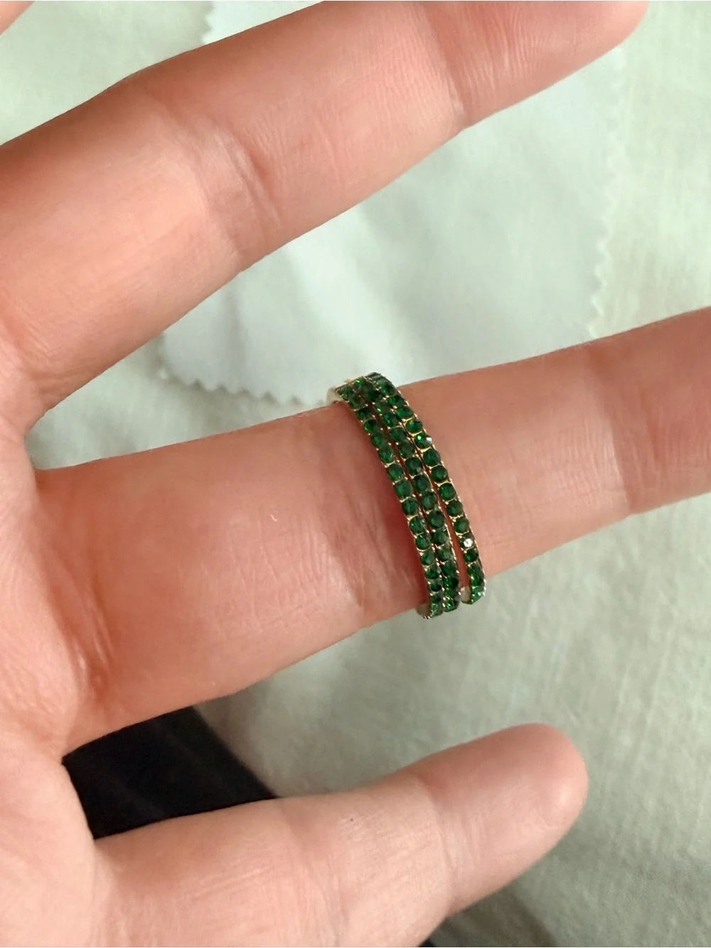 Emerald Green 3 Stack Rings - Gold - Picture 1 of 5
